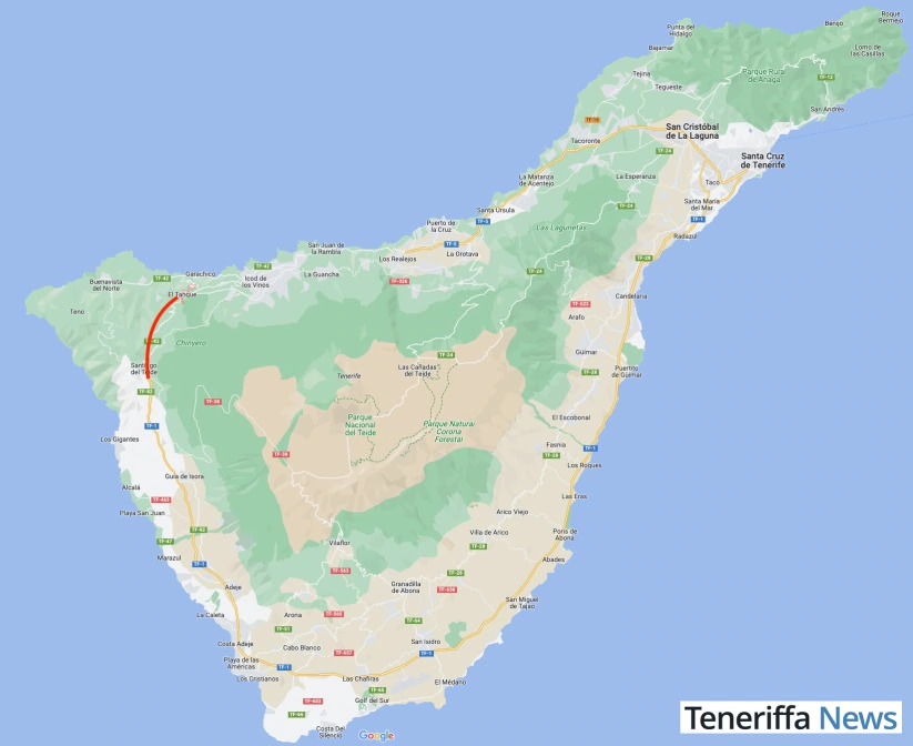 Teneriffa Karte Inselring Autobahn Grafik