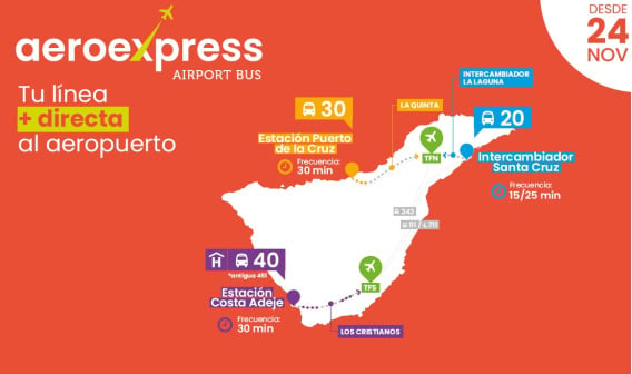 Flughafen-Bus: Teneriffa stellt neue Verbindungen für Norden und Süden vor